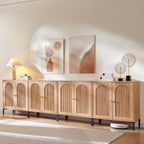 IFGET 61.75" W Modern Arched Sideboard Buffet Cabinet with Storage, Natural