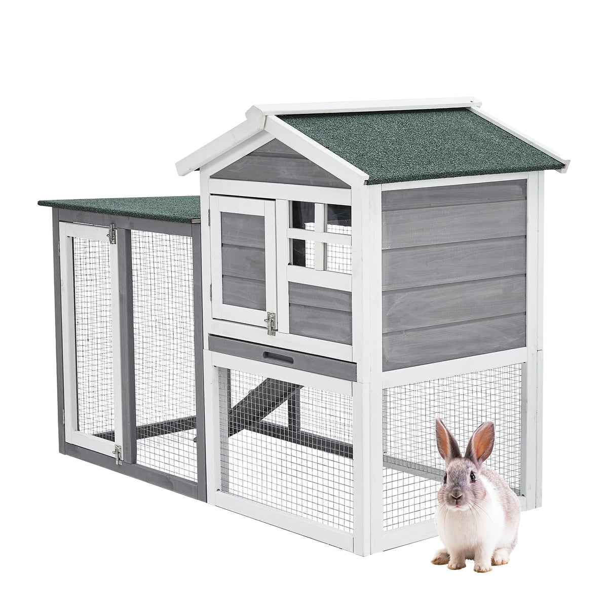 Garvee 58'' Bunny Hutch Indoor Bunny Cage, Rabbit Hutch, 2-Tier Bunny House