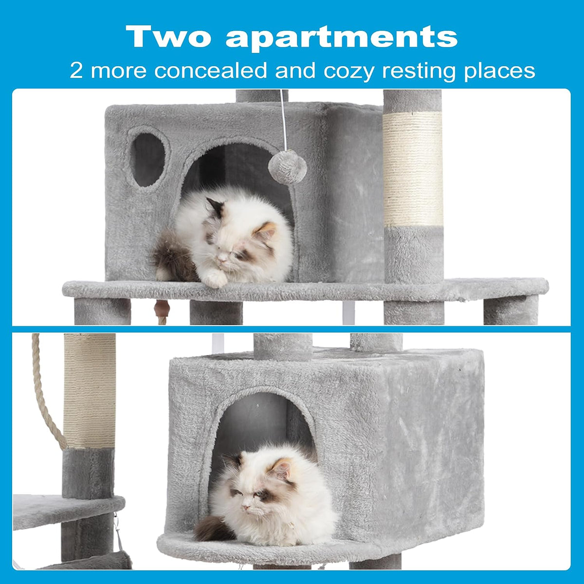 Hey-brother Cat Tree Tower with Sisal Scratching Posts, Big Condo, MPJ020W