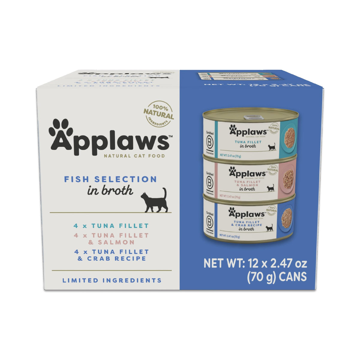 Applaws Fish Variety in Broth Wet Cat Food, 6-Flavor 36-Pack 2.47 oz Cans