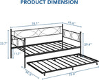 IDEALHOUSE Metal Twin daybed with Trundle with Steel Slat Support