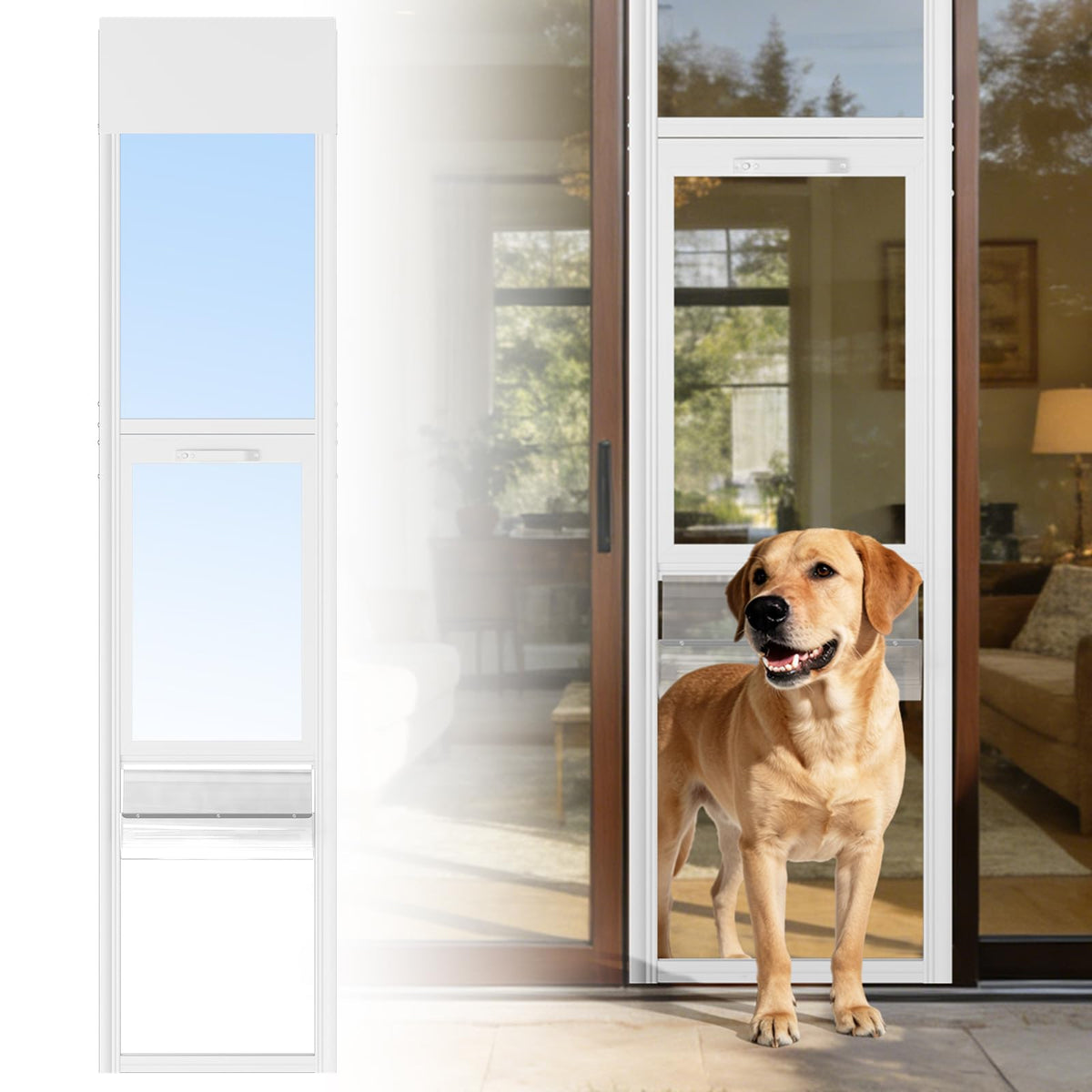 DoCred Dog Door for Sliding Glass Door, 74 13/16" to 80 11/16"