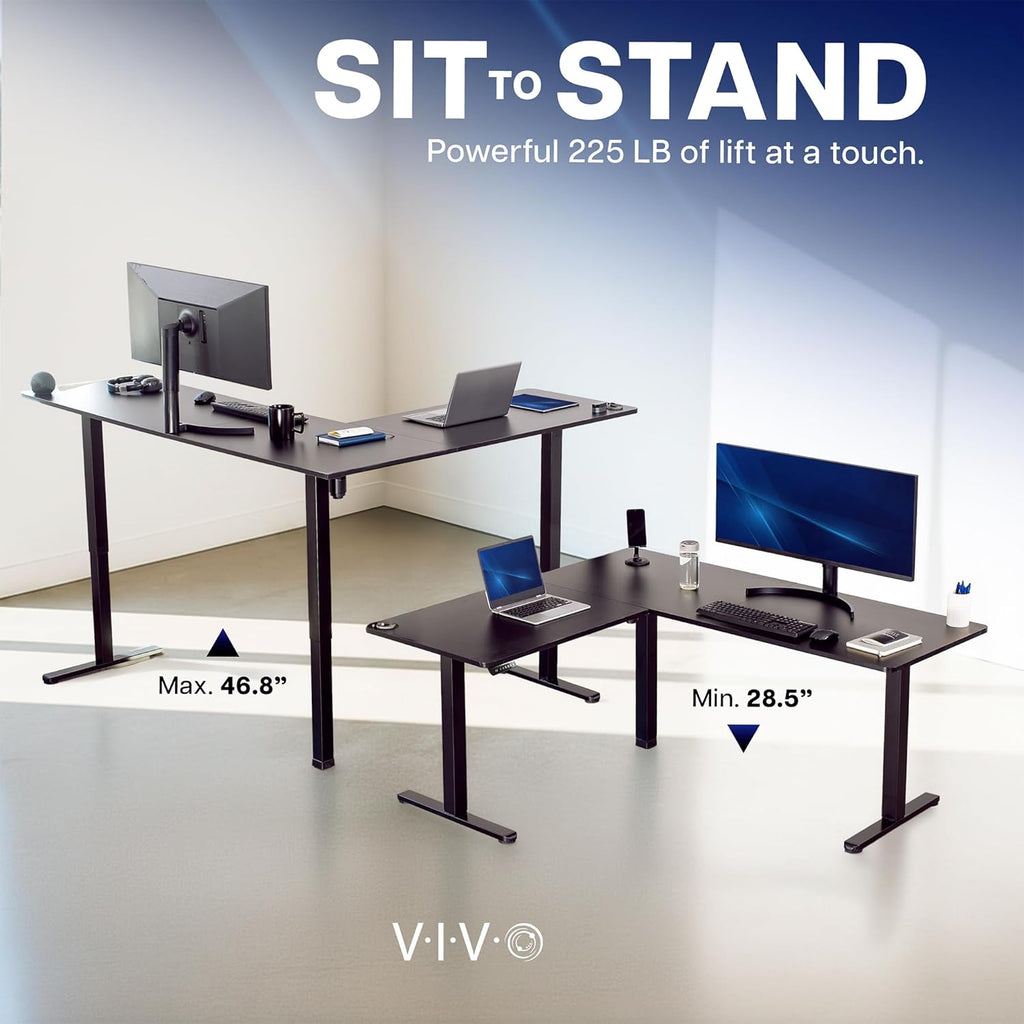 VIVO Black 63 x 55 in Corner Standing Desk, DESK-E3CTB