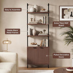 Halitaa 71”Ladder Shelf with Storage Cabinet, Wall Mounted Ladder Bookshelf