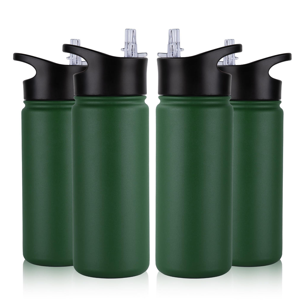 32 oz Insulated Water Bottle Bulk 8 Pack, Stainless Steel Sports Water Bottles with Straw Lid & Wide Mouth Lids, Double Walled Vacuum, Leak Proof, White