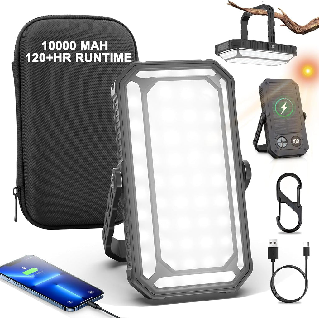 Rechargeable Camping Lantern, 10000mAh Dimmable Camp Lights with 12 Modes, High Brightness LCD Display Tent Light for Power Outages, Hurricane, Hiking, Fish, Emergency, Home Use (6PCS)