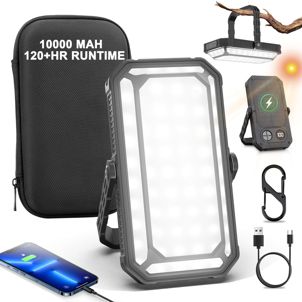 Rechargeable Camping Lantern, 10000mAh Dimmable Camp Lights with 12 Modes, High Brightness LCD Display Tent Light for Power Outages, Hurricane, Hiking, Fish, Emergency, Home Use (6PCS)