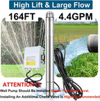 2" Deep Well Submersible Pump with Control Box, 1/2HP 110V Deep Well Pump