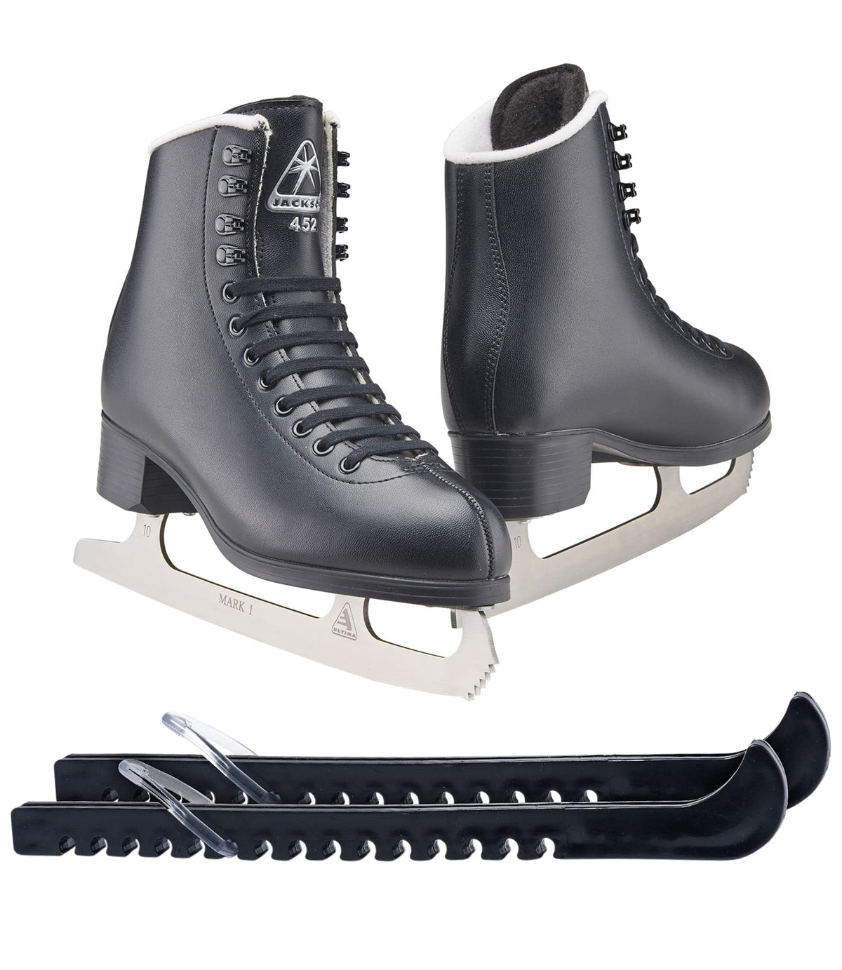 Jackson Ultima Figure Ice Skates for Men, Boys in Black Color/Bundle with Skate Guards