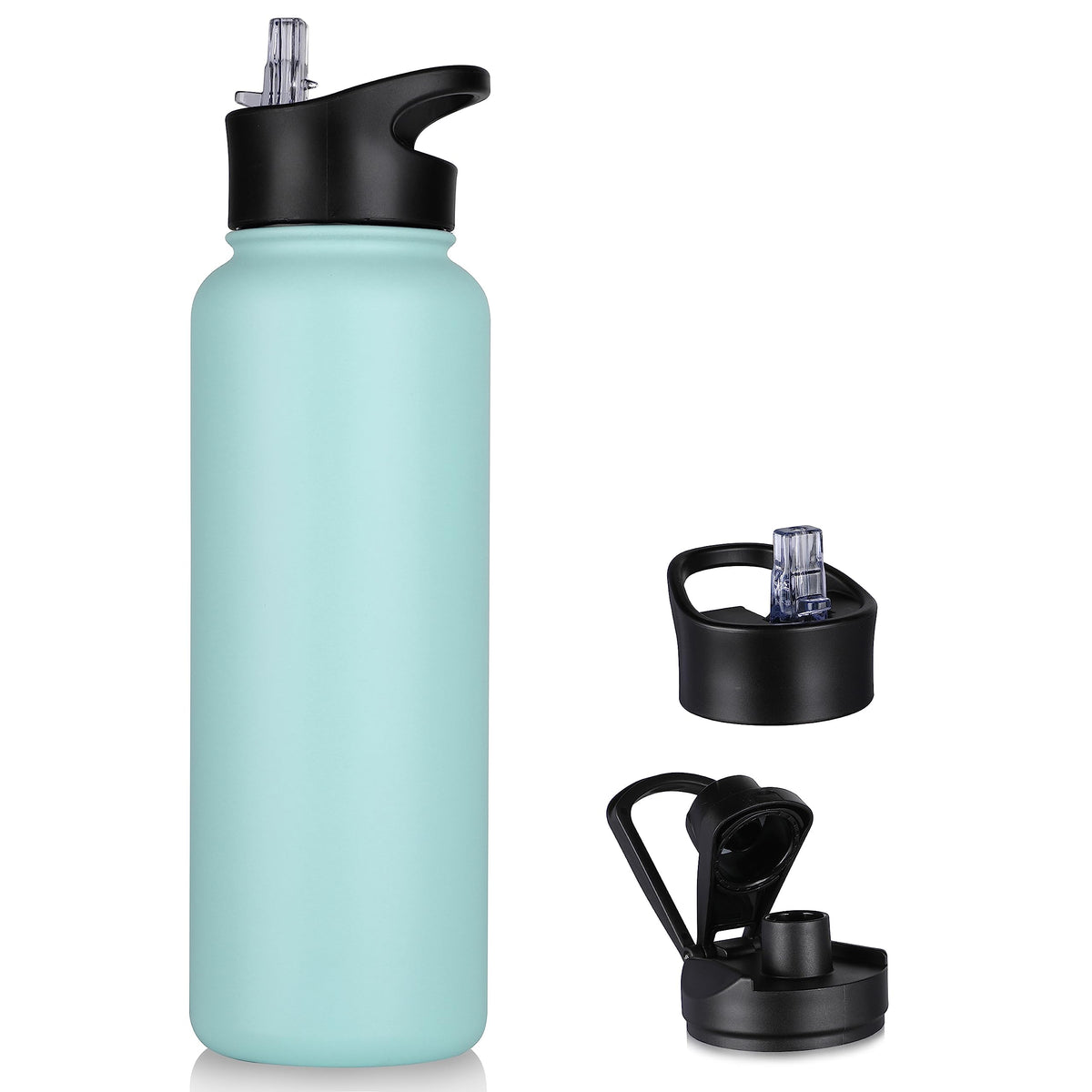 32 oz Insulated Water Bottle Bulk 8 Pack, Stainless Steel Sports Water Bottles with Straw Lid & Wide Mouth Lids, Double Walled Vacuum, Leak Proof, White