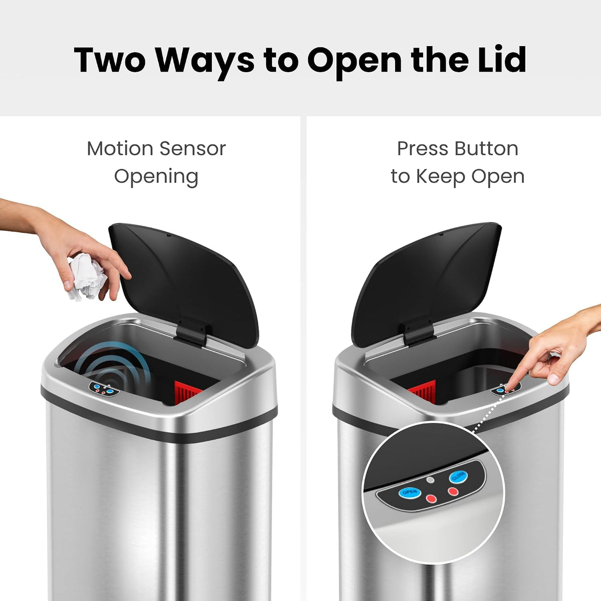 iTouchless Patented Large 24 Gallon Motion Sensor Trash Can | Odor Filter