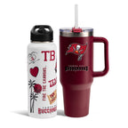 The Memory Company Officially Licensed NFL 2-Pack Stainless Steel Tumbler Set, 34oz Team Spirit Water Bottle & 40oz Game Day Tumbler with Lid and Straw, BPA-Free Materials, Convenient Straw Design