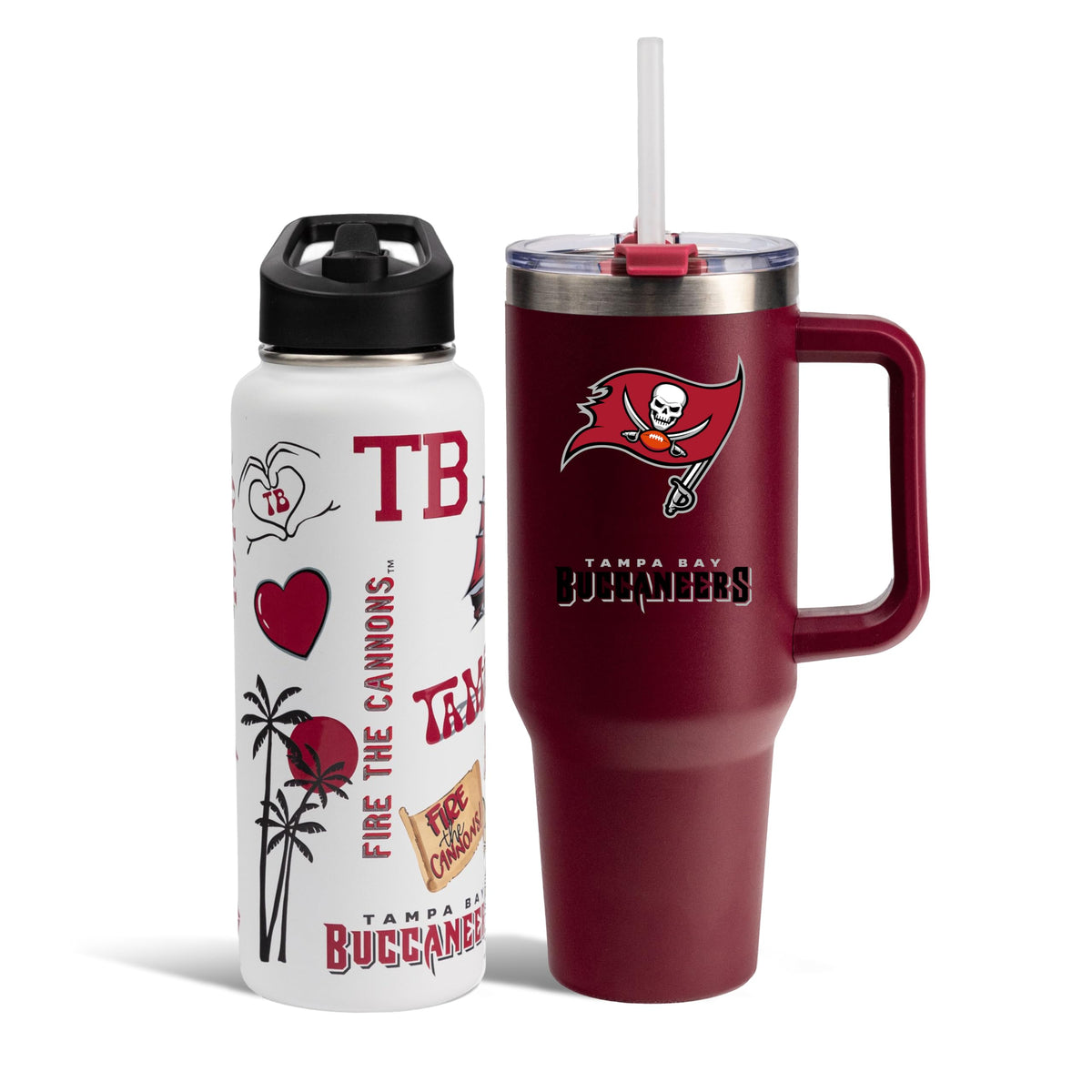 The Memory Company Officially Licensed NFL 2-Pack Stainless Steel Tumbler Set, 34oz Team Spirit Water Bottle & 40oz Game Day Tumbler with Lid and Straw, BPA-Free Materials, Convenient Straw Design