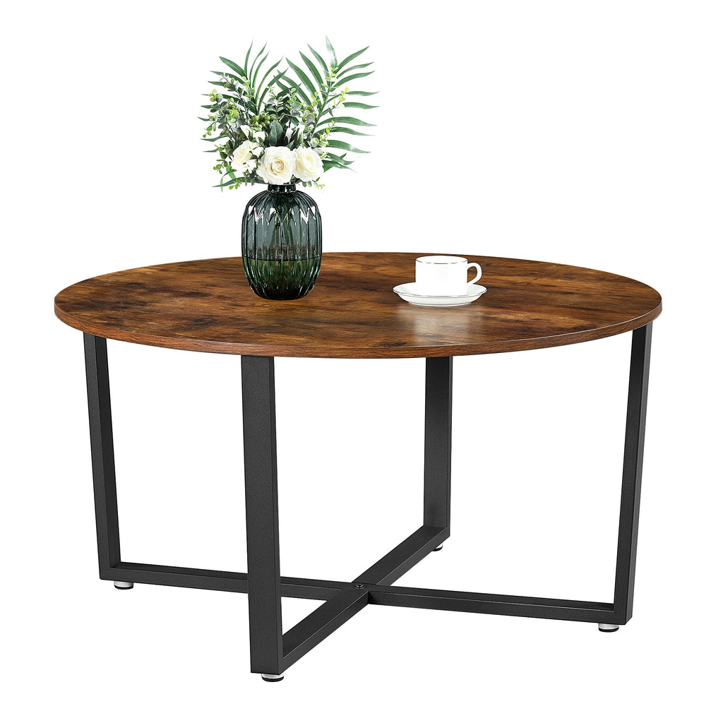 VASAGLE Round Coffee Table, Lift Top Coffee Table with Tambour Sliding Door