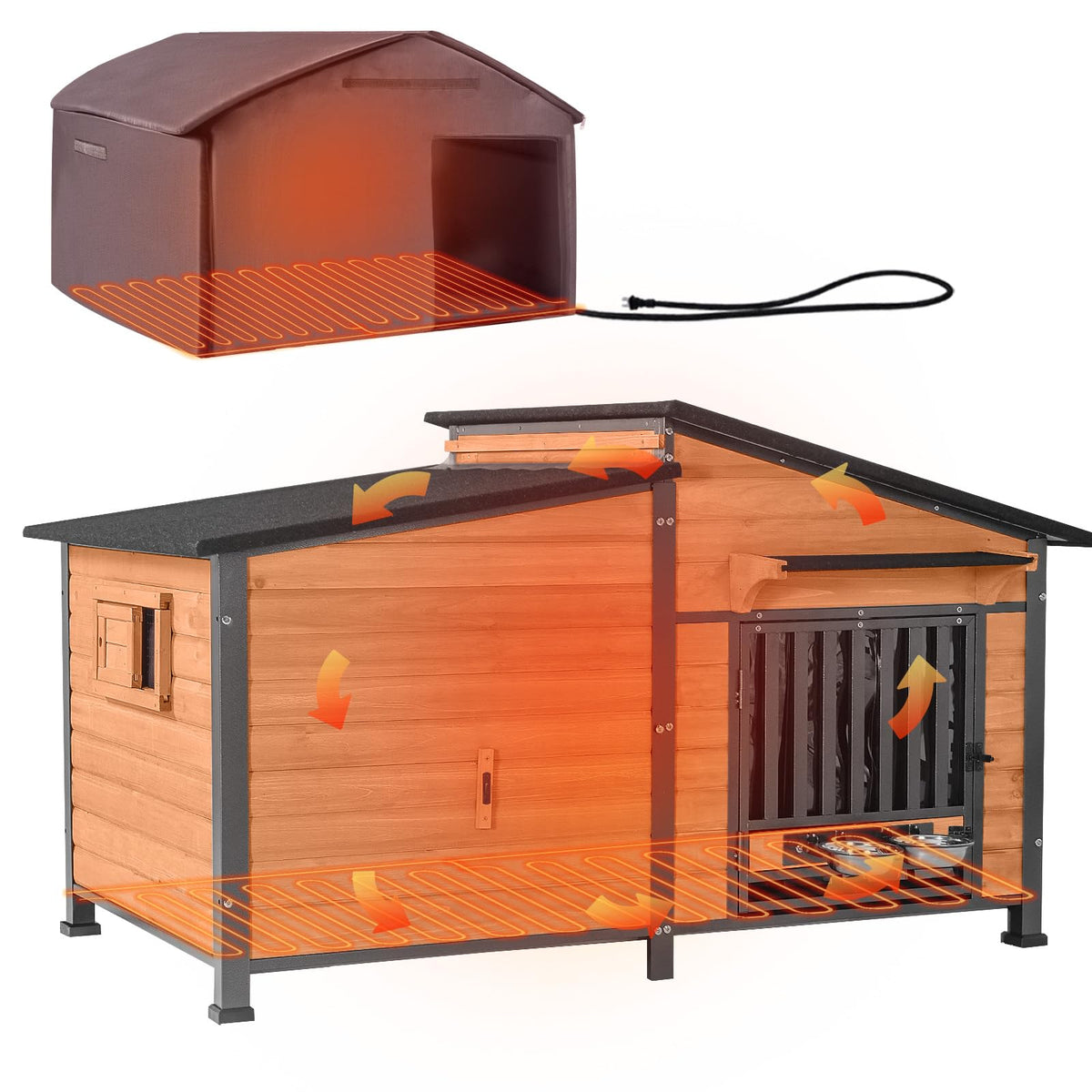 GUTINNEEN Dog House Insulated for Small Dogs Outdoor Cat House Feral Cat Shelter with Thermal Liner