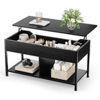 OLIXIS Coffee Table with Storage for Home Living Room Office, Black