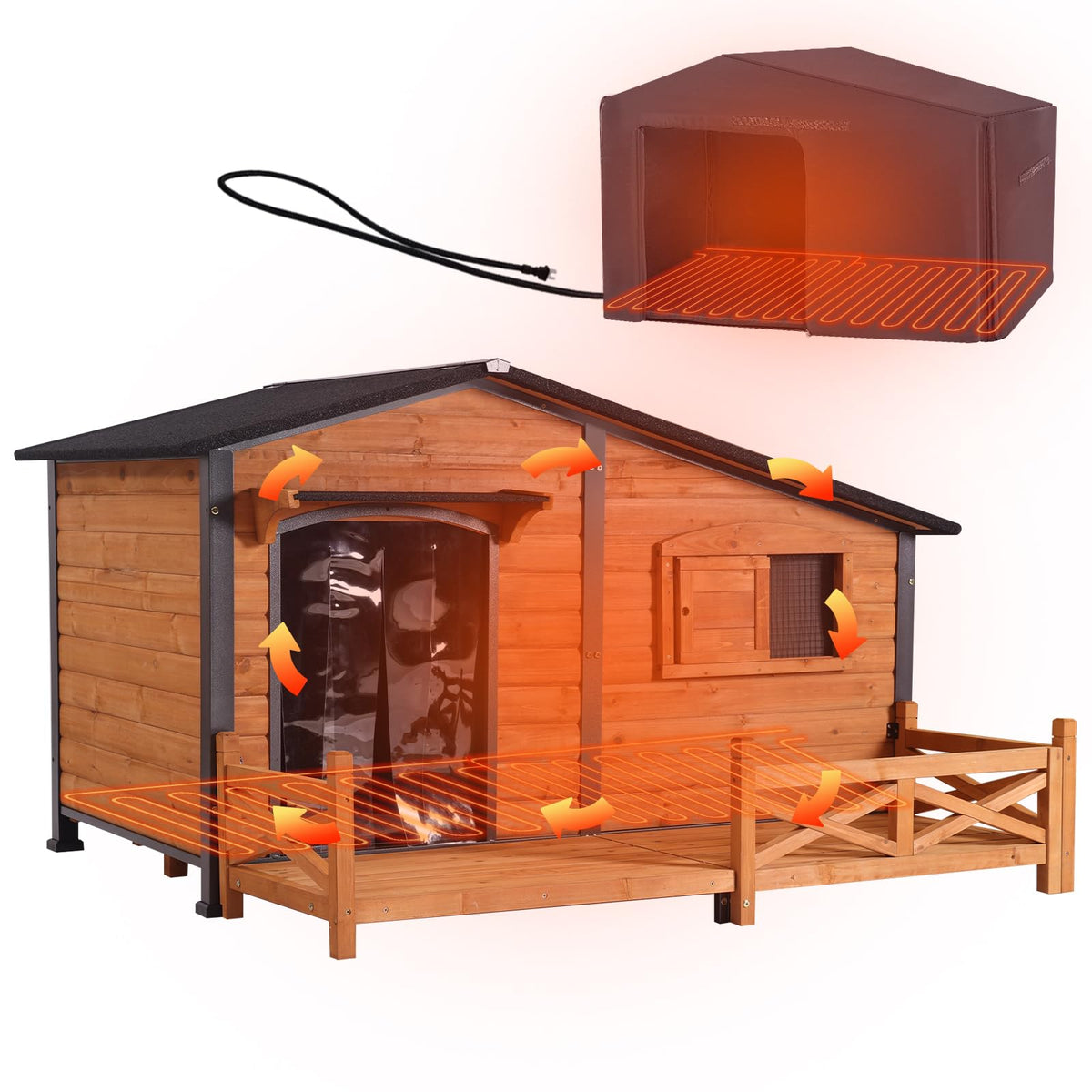 GUTINNEEN Dog House Insulated for Small Dogs Outdoor Cat House Feral Cat Shelter with Thermal Liner
