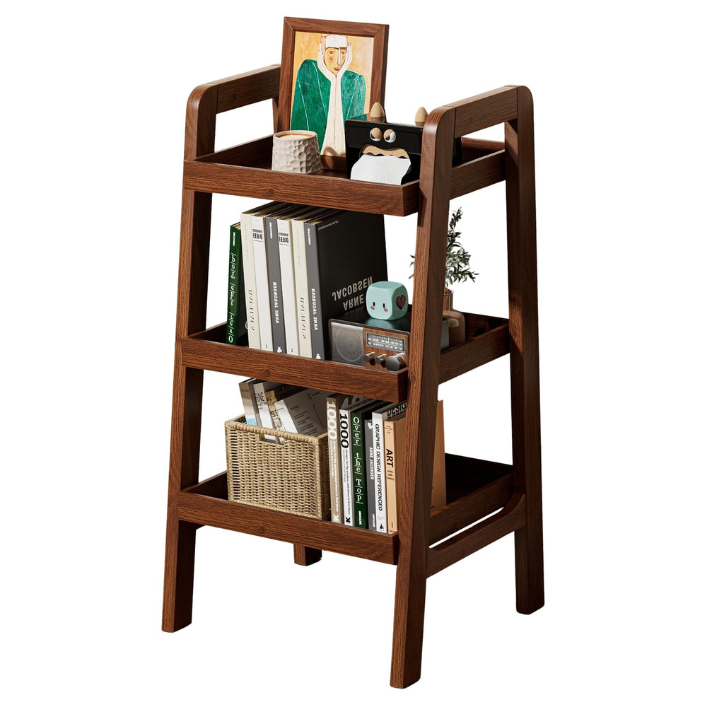 Solid Wood Ladder Shelf, 3 Tier Open Bookcase Storage Shelf