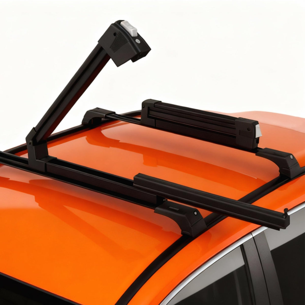 Erkul Ski Rack for Car Roof with Sliding Extension - 25" Universal Ski & Snowboard Rack with Lock | Holds 4 Pairs of Skis or 2 Snowboards - Fits All Types of Cross Bars