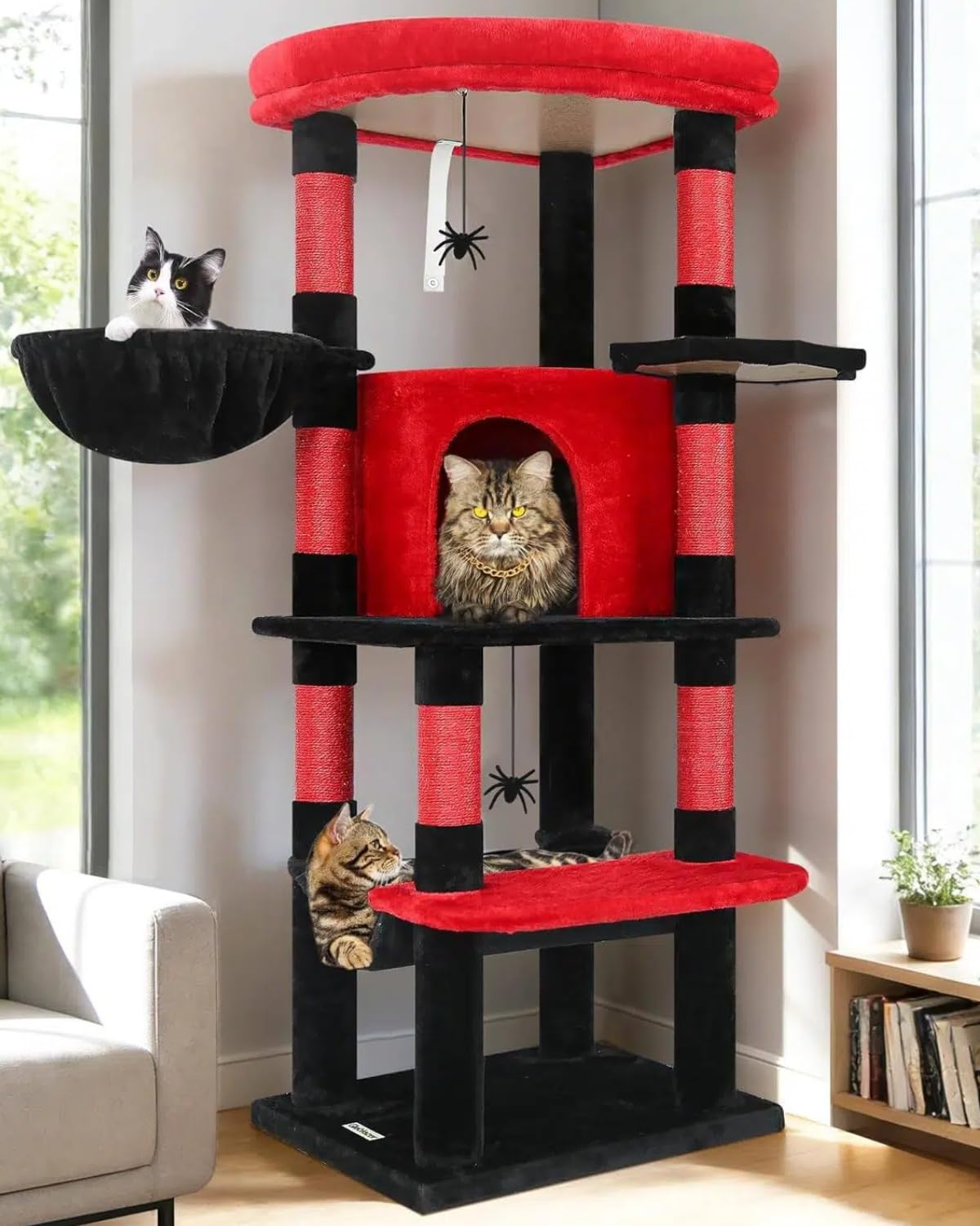 Globlazer 66inch Corner Cat Tree Tower for Indoor Large Cats, C66, Beige