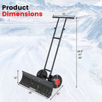 IRONMAX 36" Wide Snow Shovel for Driveway with Wheels, Black