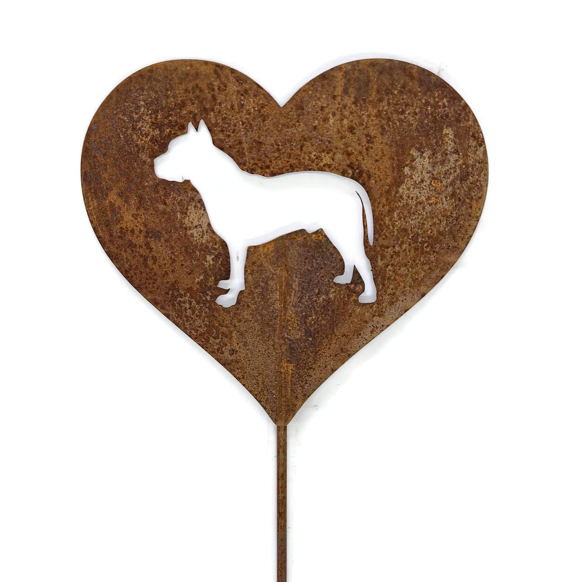 Pet Dog, Cat, Rabbit or Bird Keepsake Memorial Heart Garden Stake 20 to 28 Inches Tall (Large Heart, 28" Tall, Cairn Terrier, Naturally Rusted)