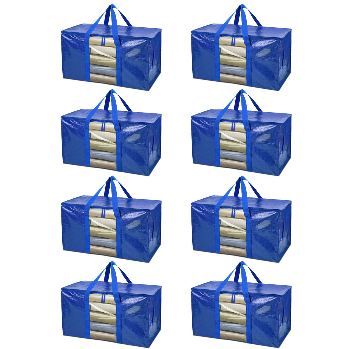 BALEINE 16-Pack Oversized Moving Bags with Reinforced Handles, Heavy-Duty Storage Tote for Clothes, Moving Supplies (Clear, 16-Pack)
