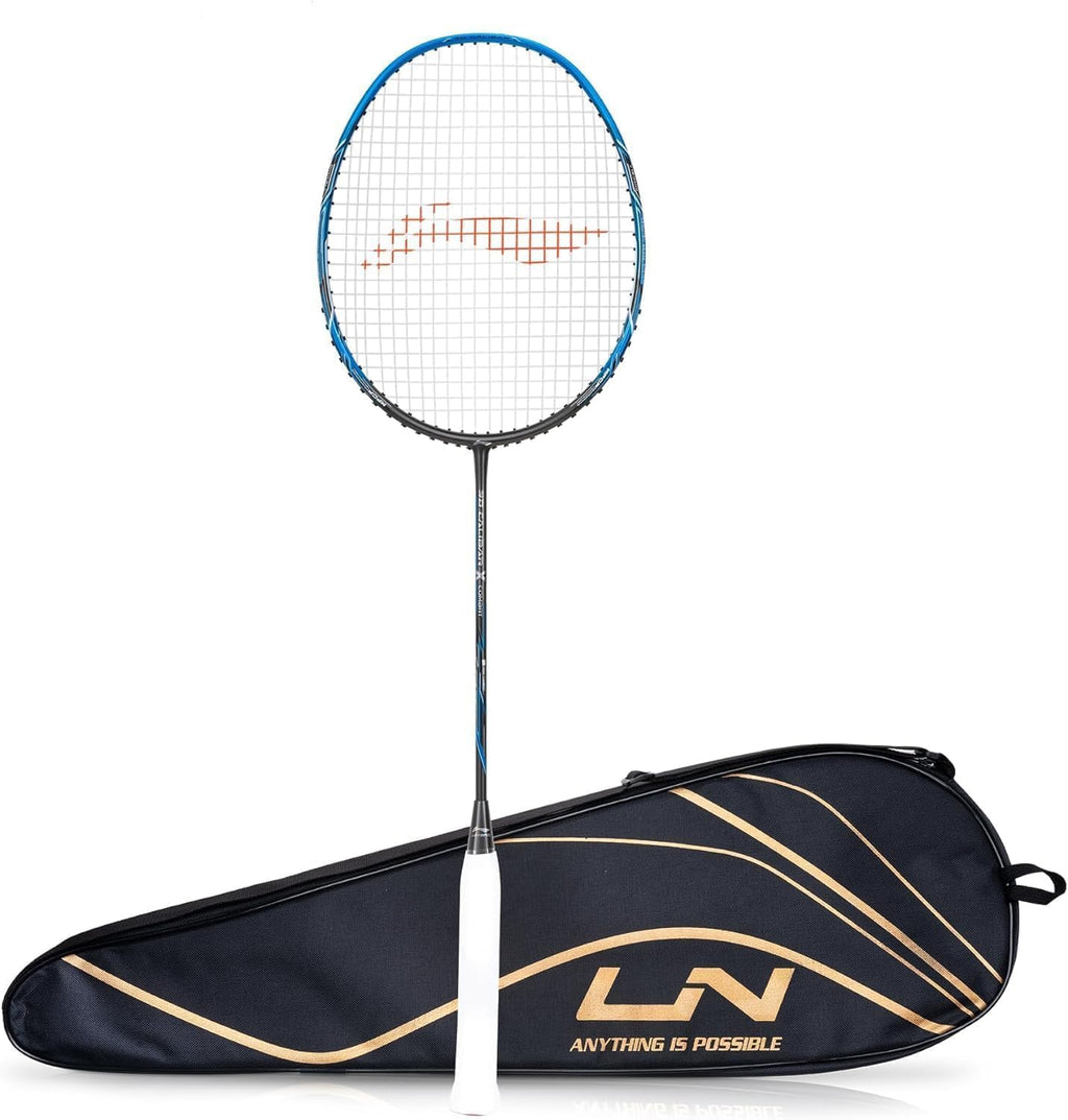 Li-Ning 3D Calibar X Combat Carbon Graphite Strung Racquets, 85 Grams, 30 Lbs String Tension and Free Full Cover