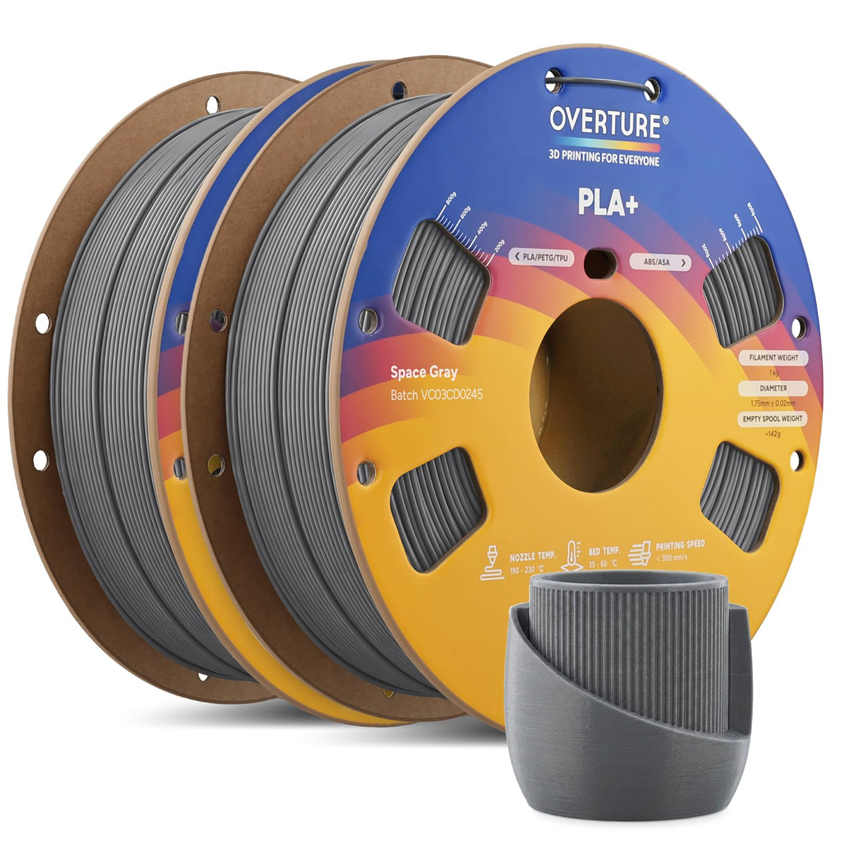 OVERTURE 10KG Bundle High Speed PLA+ 3D Printer Filament 1.75mm
