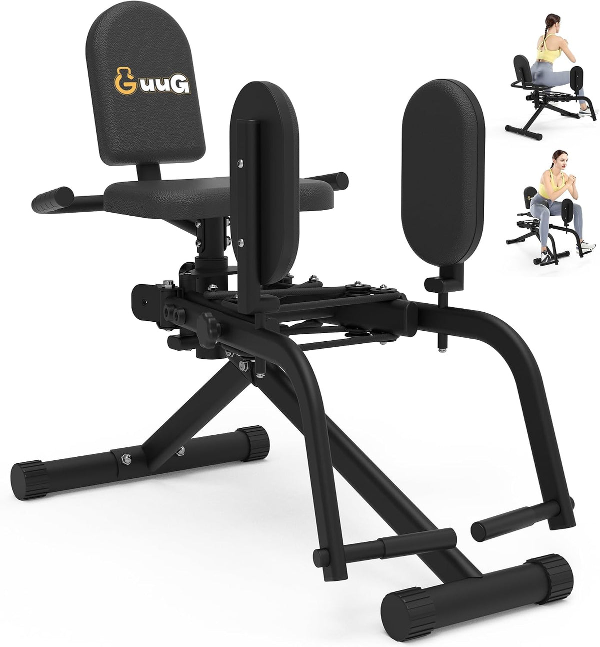 GuuG Hip Abductor Adductor Machine: Booty Builder with 2 Resistance Bands 2 in 1 Adduction Abduction Machine Inner and Outer Thigh and Glute Workout Equipment