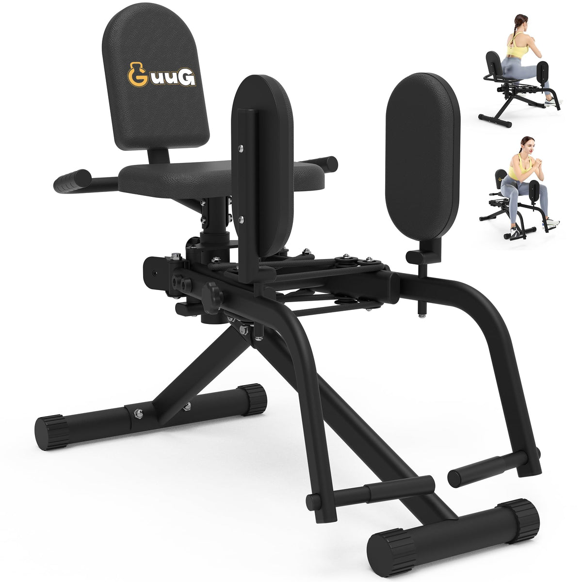 GuuG Hip Abductor Adductor Machine: Booty Builder with 2 Resistance Bands 2 in 1 Adduction Abduction Machine Inner and Outer Thigh and Glute Workout Equipment