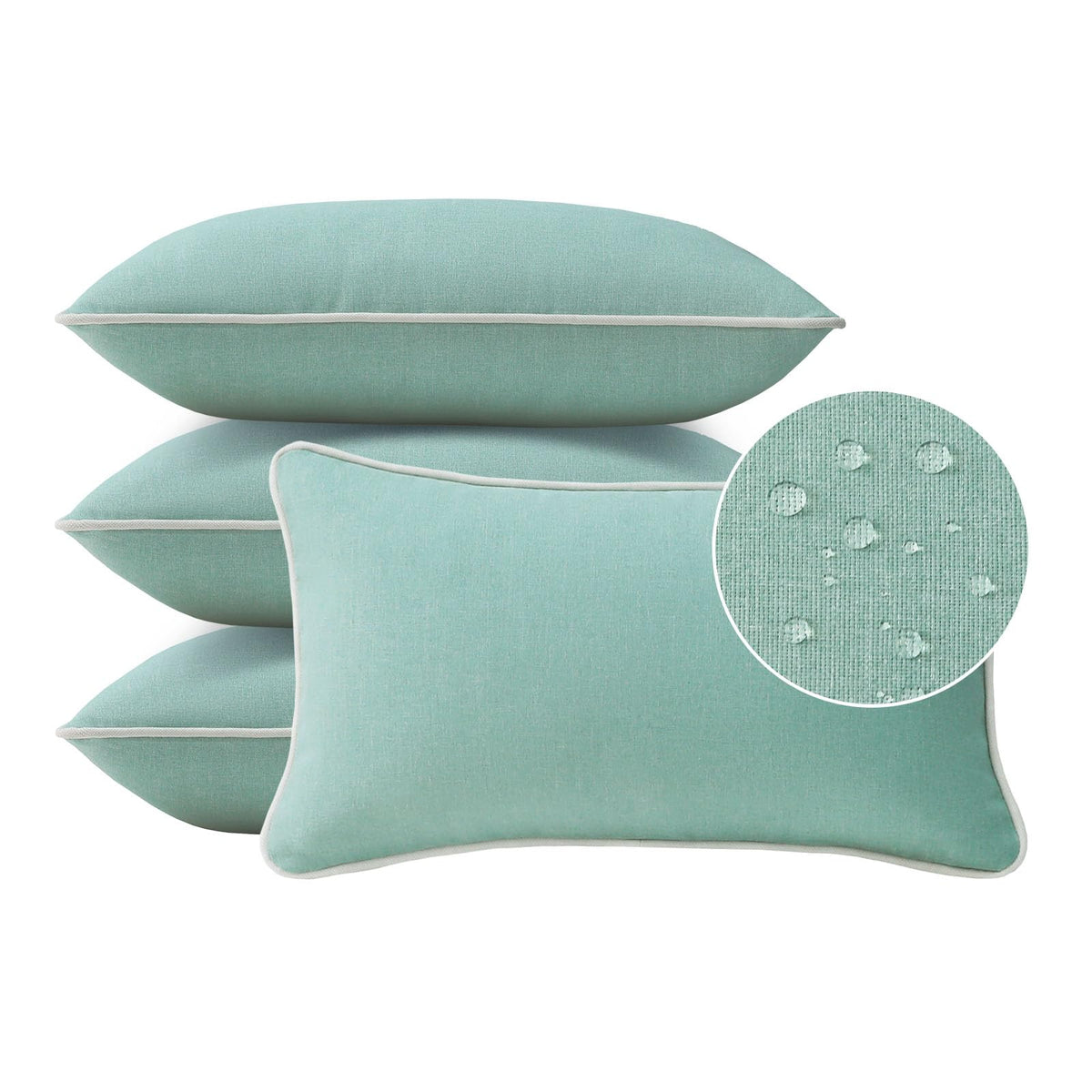 Sunbrella Decorative Outdoor Water Repellent Throw Pillows with Inserts, Set of 4, 18" x18" Pillows for Patio, Backyard, Bed, Couch, and Patio Furniture, Specrtum Pebble