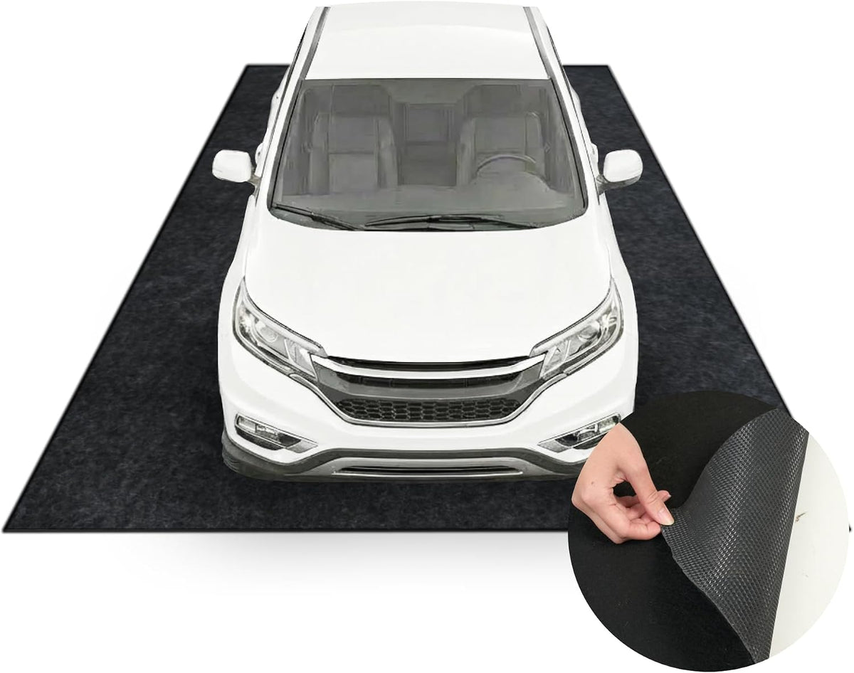 FLEXIMOUNTS 17x8 Ft Extra Large Garage Floor Mat - Waterproof Oil Absorbent Surface, Stay-in-Place Garage Flooring Roll for Under Car (Includes Double Sided Tape)