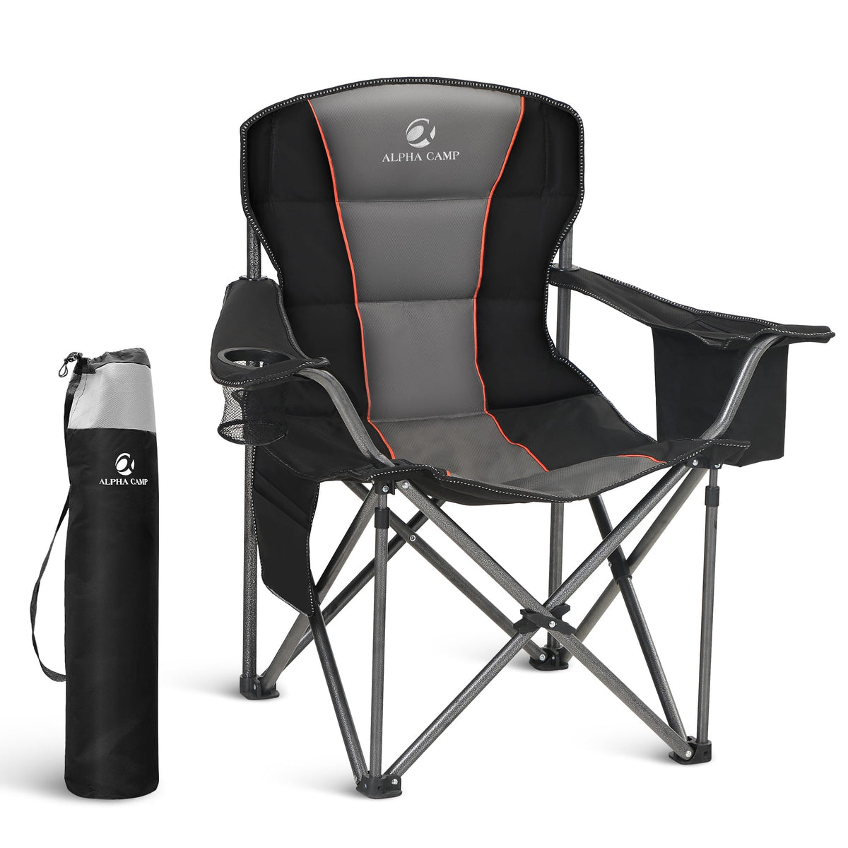 LET'S CAMP Folding Camping Chair Oversized Heavy Duty Padded Outdoor Chair