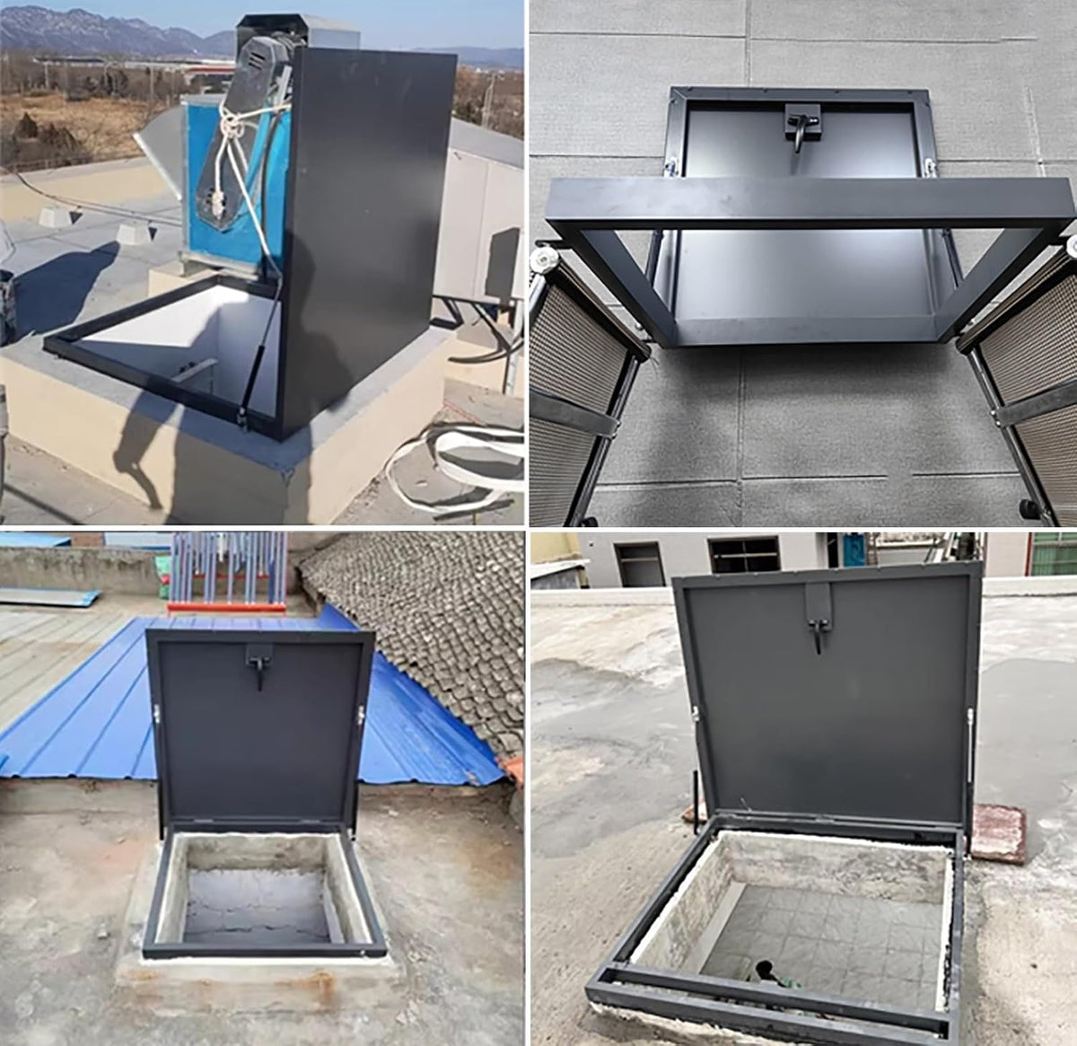 Roof Hatch Metal Roof Vent Escape Hatch Door, Door Skylight with Rotation Lock Handle, Rooftop Access Hatch Length 19.7-39.4 in, Exterior Doors for Home(60x50cm-23.6x19.7)