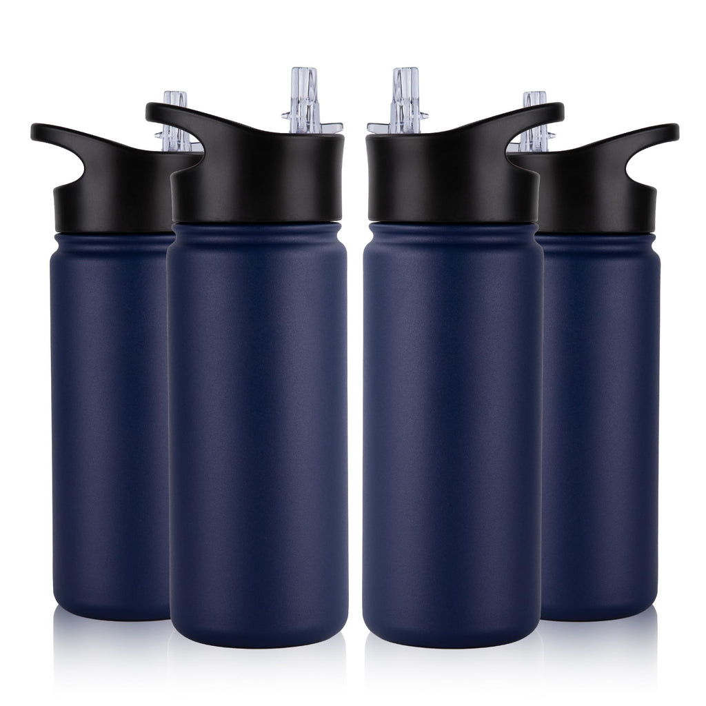 32 oz Insulated Water Bottle Bulk 8 Pack, Stainless Steel Sports Water Bottles with Straw Lid & Wide Mouth Lids, Double Walled Vacuum, Leak Proof, White