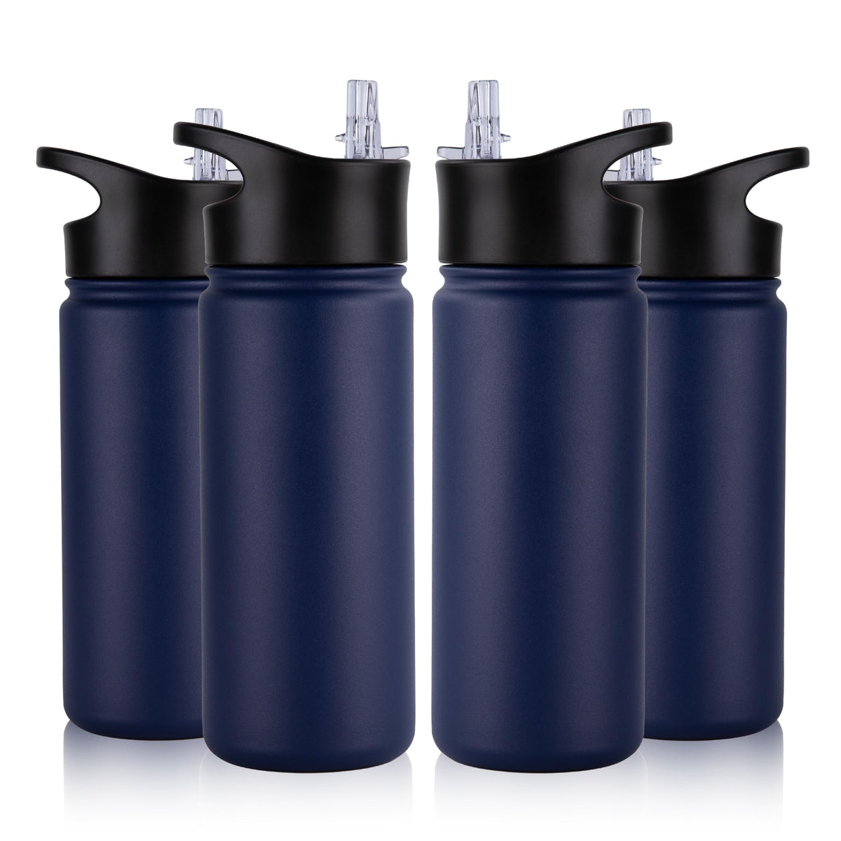 32 oz Insulated Water Bottle Bulk 8 Pack, Stainless Steel Sports Water Bottles with Straw Lid & Wide Mouth Lids, Double Walled Vacuum, Leak Proof, White