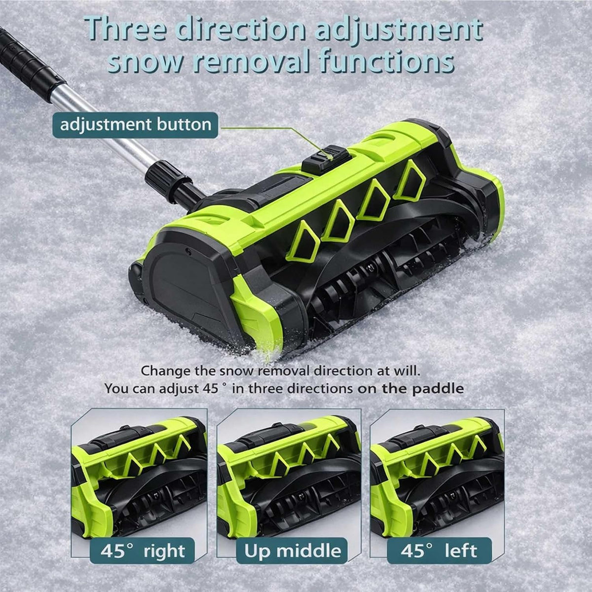 2026 Upgrade Electric Snow Blower Shovel, 20V Cordless Electric Snow Shovel - 16ft Throwing Distance, 12" Width, 45°Adjustable Directional Plate, Snow Thrower Kit for Driveway, Deck, Patio (1Battery)