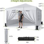 Driftalia 10x10 Pop Up Canopy Tent with Sidewalls, One-Push Instant Setup