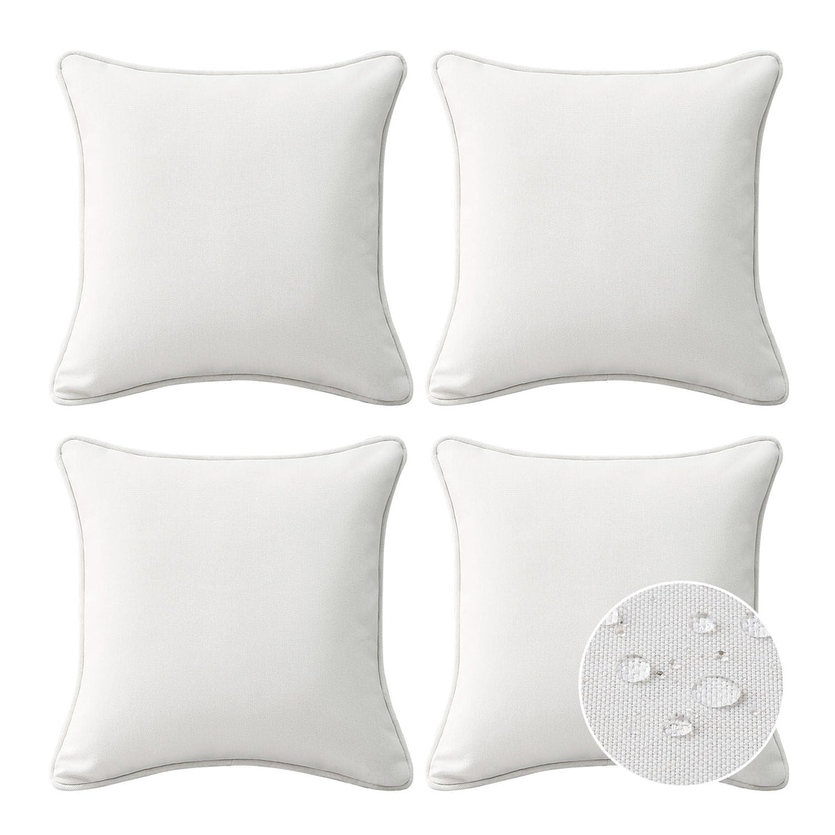 Sunbrella Decorative Outdoor Water Repellent Throw Pillows with Inserts, Set of 4, 18" x18" Pillows for Patio, Backyard, Bed, Couch, and Patio Furniture, Specrtum Pebble
