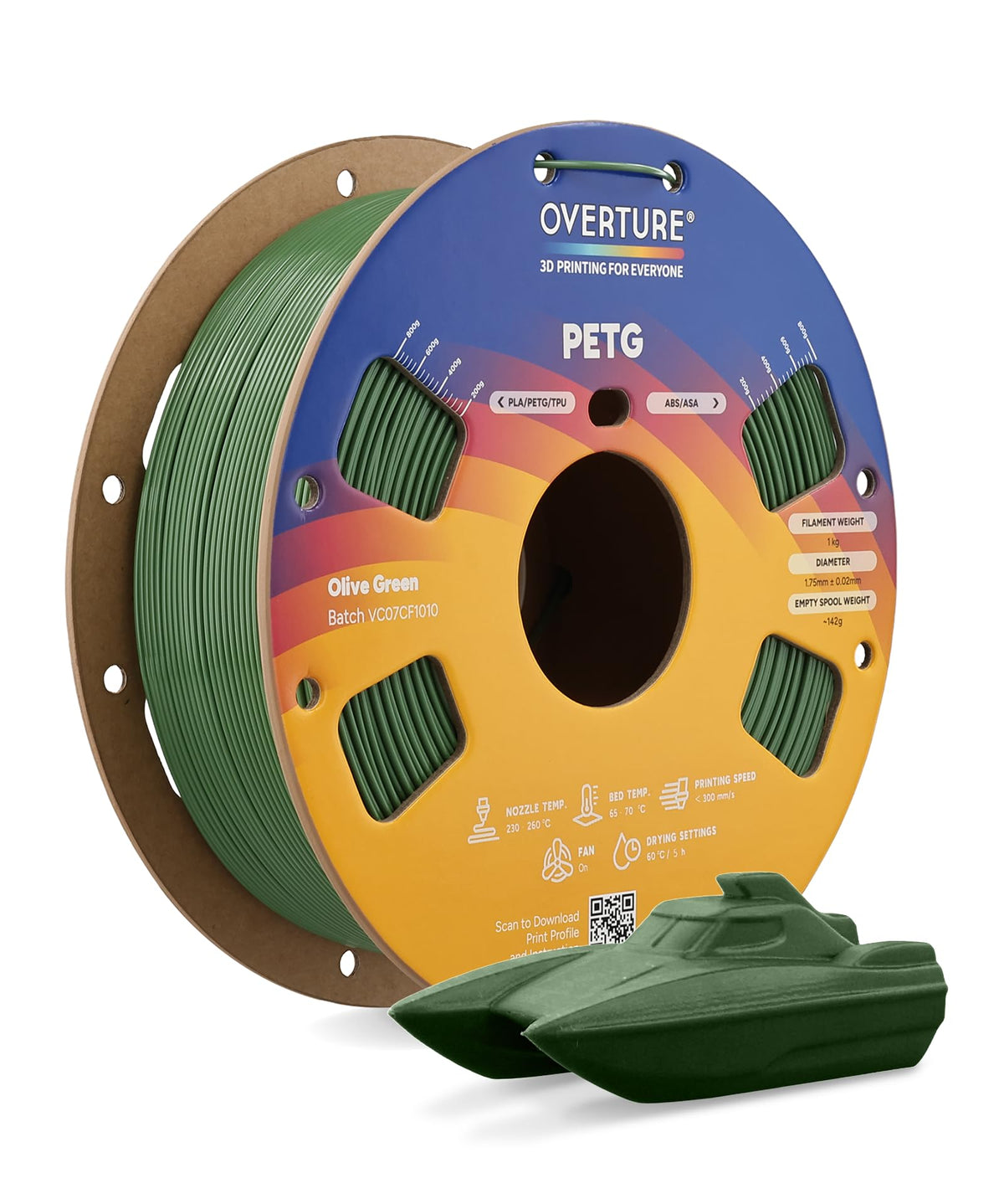 OVERTURE 10KG Bundle High Speed PETG Filament 1.75mm, 3D Printer Filament