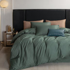 MooMee Queen Duvet Cover Set 100% Extra Long Staple Cotton Cooling Bedding