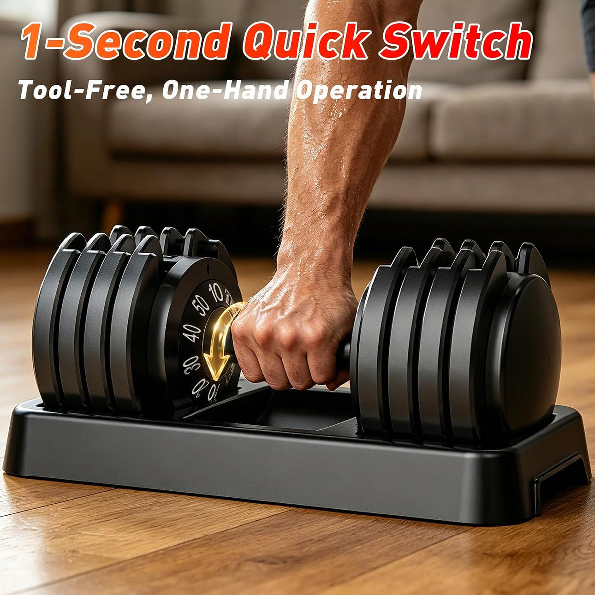 25/50lbs Adjustable Dumbbell Set of 2, 5-in-1 Free Weights Set