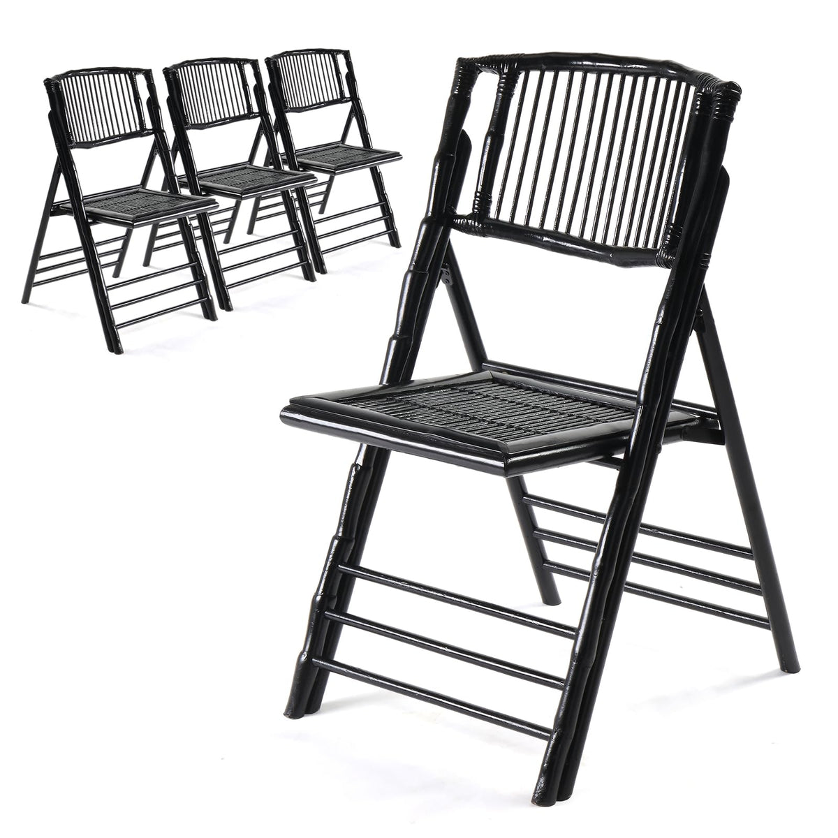 VINGLI Bamboo Folding Chair, Foldable Dining Wood Chairs Comfortable Seat for Outdoor & Indoor, Patio, Porch, Wedding, Party, Event,Brown (2 Pack)