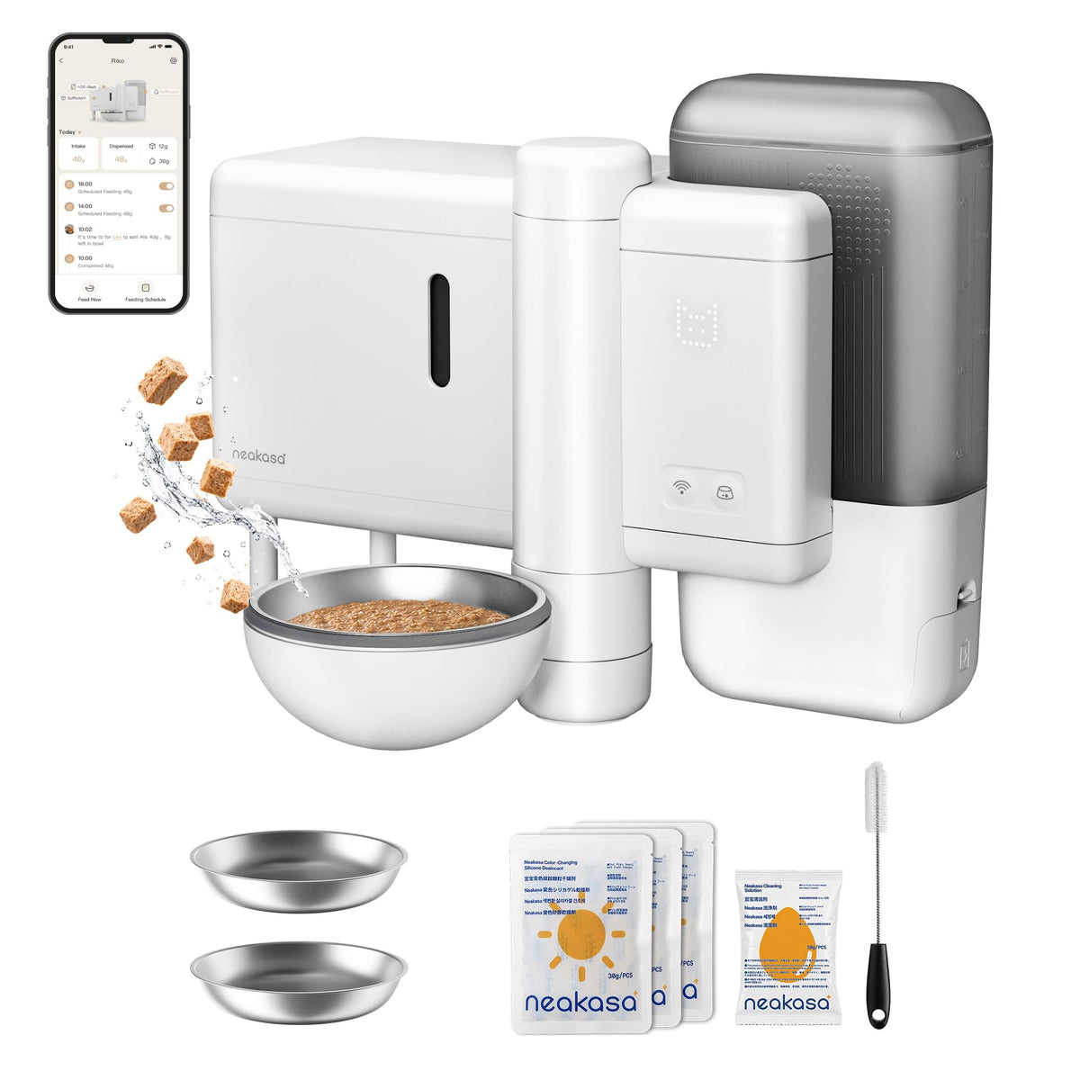 Neakasa Riko Automatic Wet Food Cat Feeder for Freeze-Dried Cat Food, White