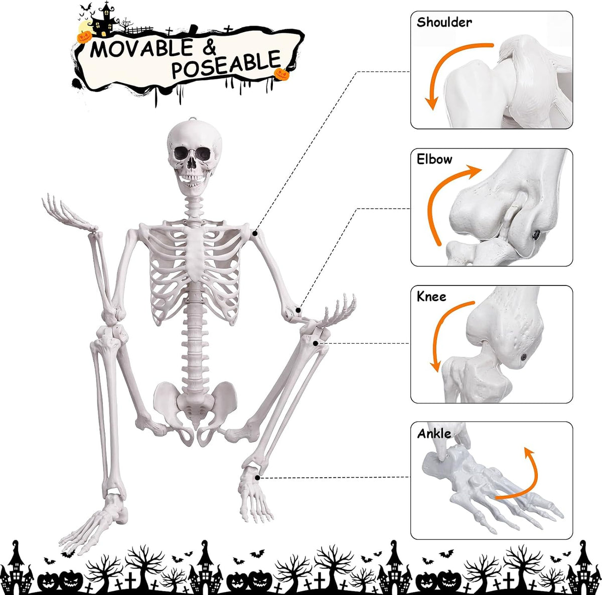 7.9FT/240CM Halloween Giant Oversized Human Skeleton, Tall Outdoor Skeleton
