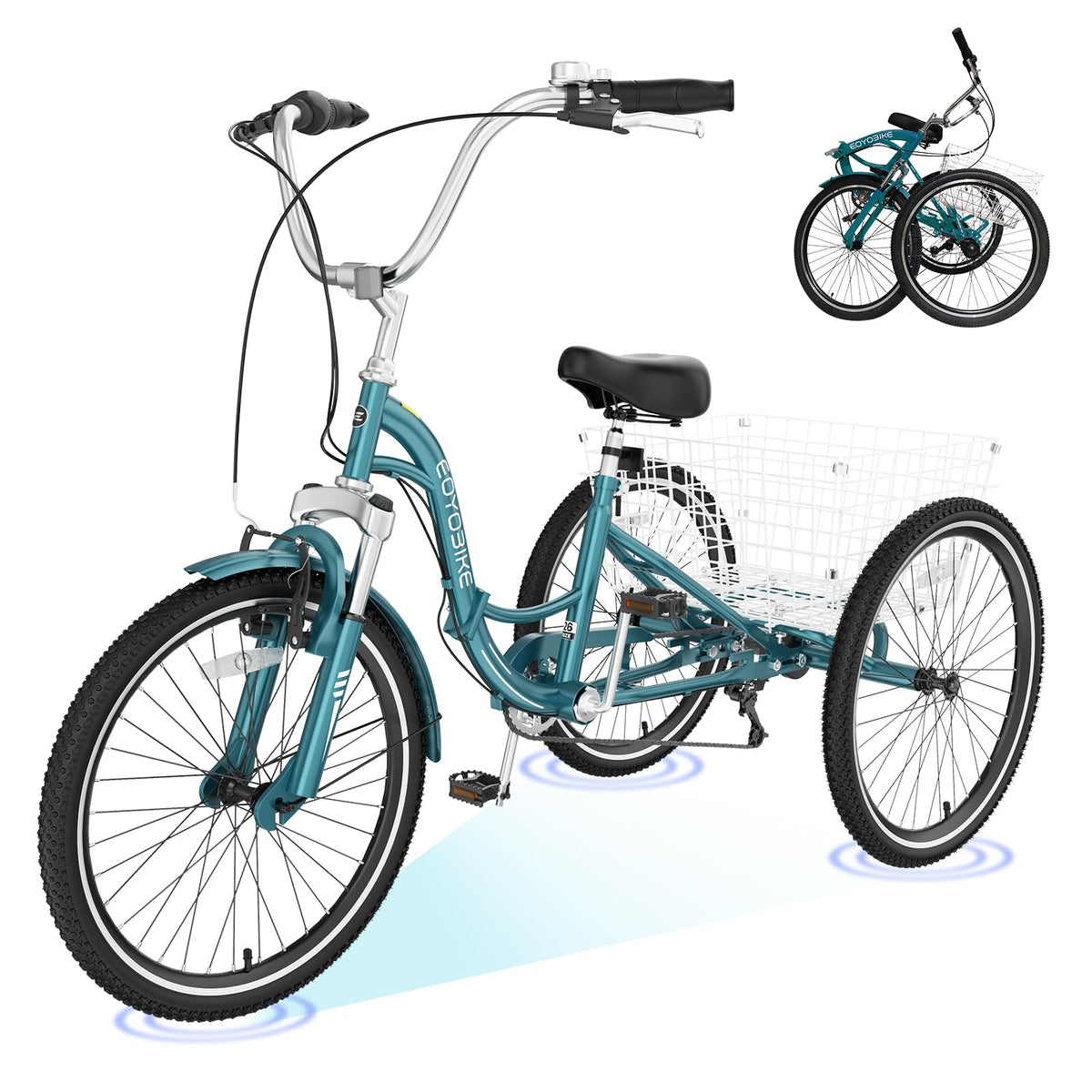 ABORON Adults Tricycle, 3 Wheels Bike for Adult, Tricycle for Adults, Double-Wall Wheel Rims, Tricycle for Women Men Exercise Outdoor Sports