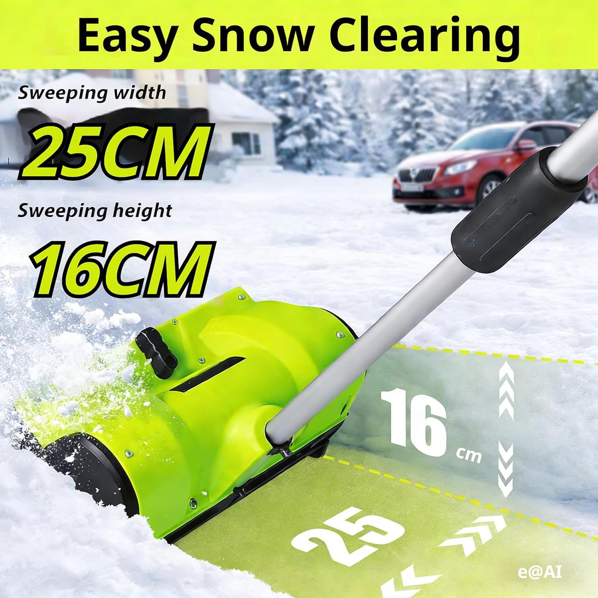 Brushless Electric Cordless Snow Shovel Compatible with 40V Battery and Charger, 10” Cordless Snow Blower Electric Snow Thrower, Adjustable Direction, Fast Snow Removal on Deck, Patio