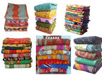 Handmade Vintage Kantha Quilt 3-Layer Cotton Blanket, Bohemian Kantha Throw, Reversible Patchwork Gudari Blanket for Bed, Couch, Sofa (54 x 84 1pices)