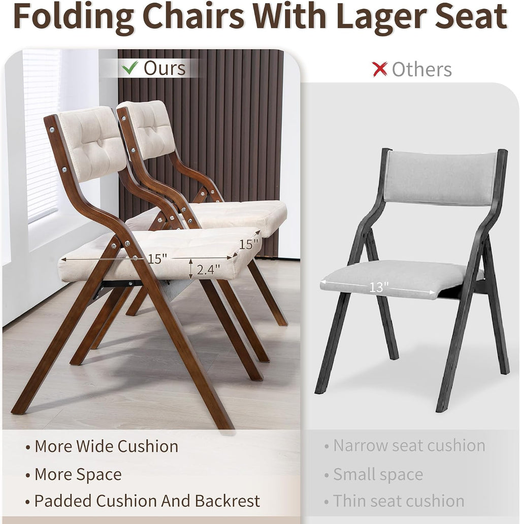 HOMEFUN Folding Chairs with Cushion, Folding Dining Chairs, 2 Pack